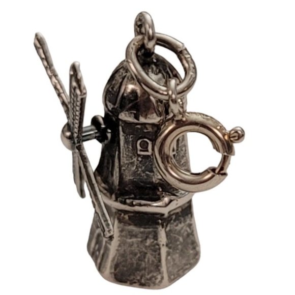 800 Silver Round Spring Clasp Articulated Windmill Charm E328 - Picture 4 of 9